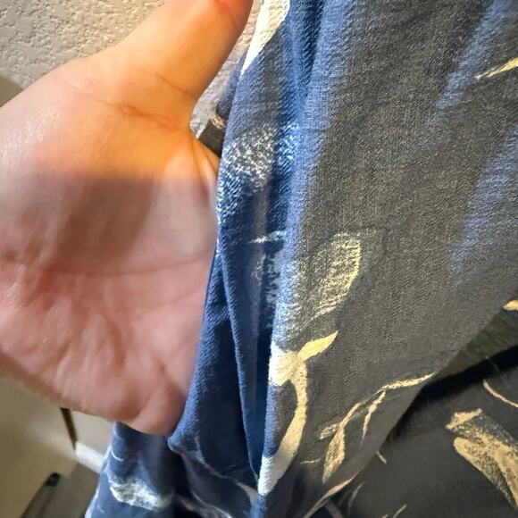 A New Day Blue Abstract Midi Dress | Size L | Open Back Tie - Picture 13 of 14